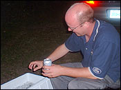 Paul F. pulling an icy cold one out of the cooler.