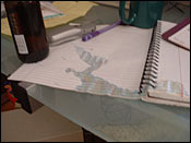 The first spill. My work notebook was a casualty of war.